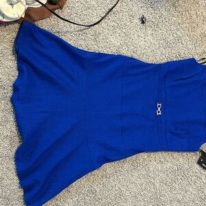 Elegant Blue Dress with Belt Detail